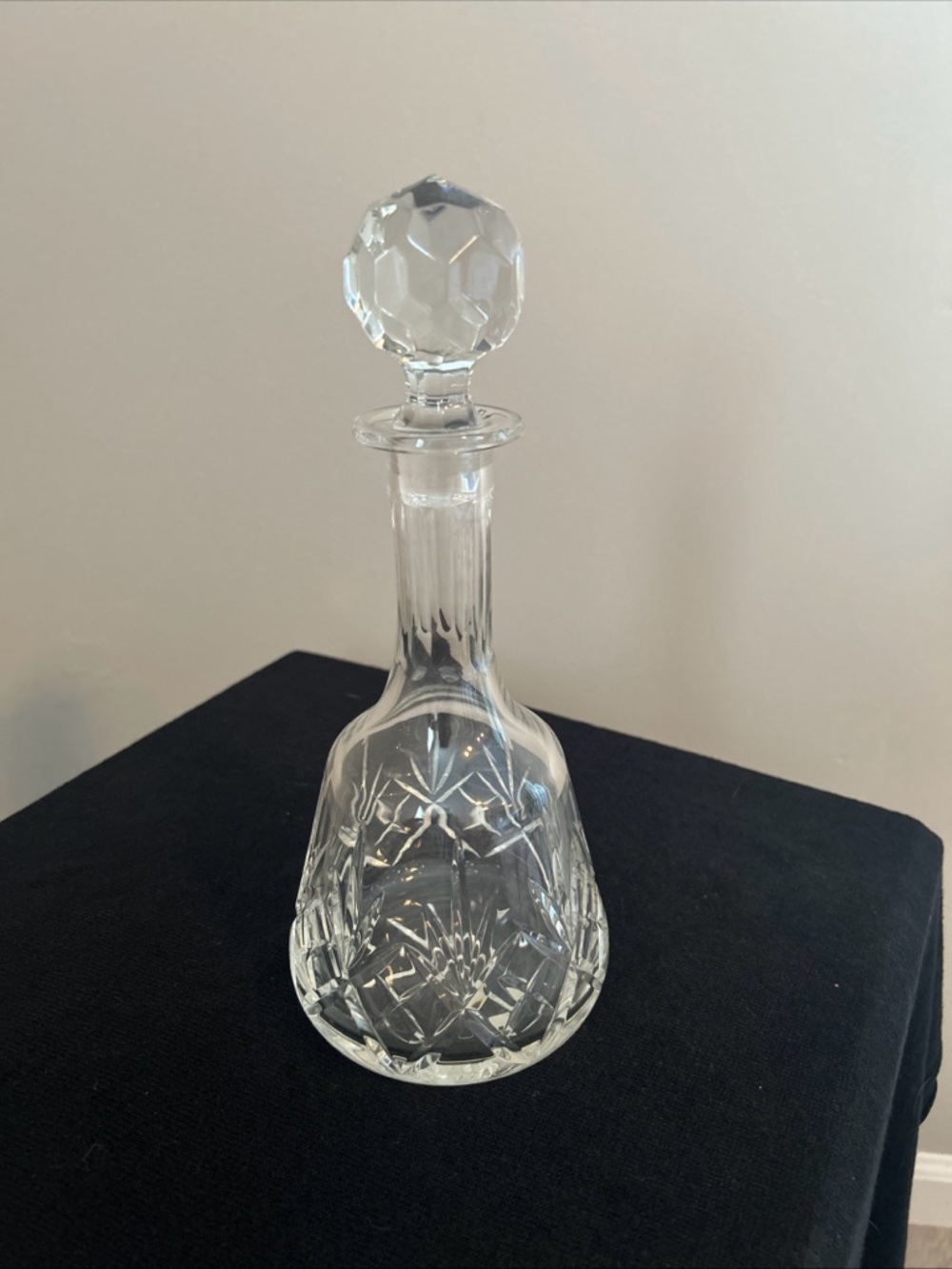 Yugoslavian made Crystal Cut Glass Decanter - Clear faceted stopper